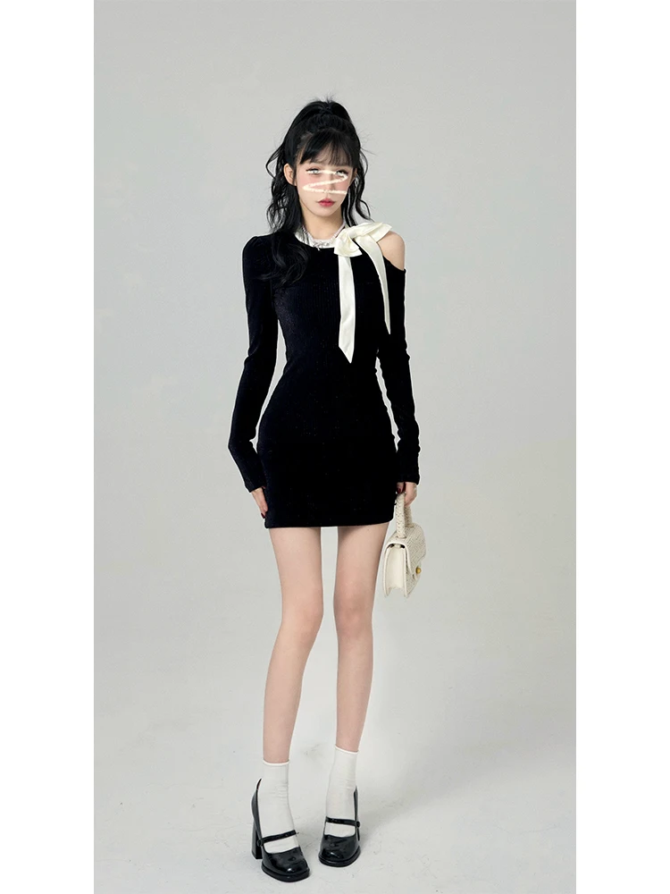 Женское платье с бантом, черное Повседневное платье с высокой талией, открытыми плечами и длинным рукавом, в готическом стиле, весна 2023
Женское платье с бантом, черное Повседневное платье с высокой талией, открытыми плечами и длинным рукавом, в готическом стиле, весна 2023