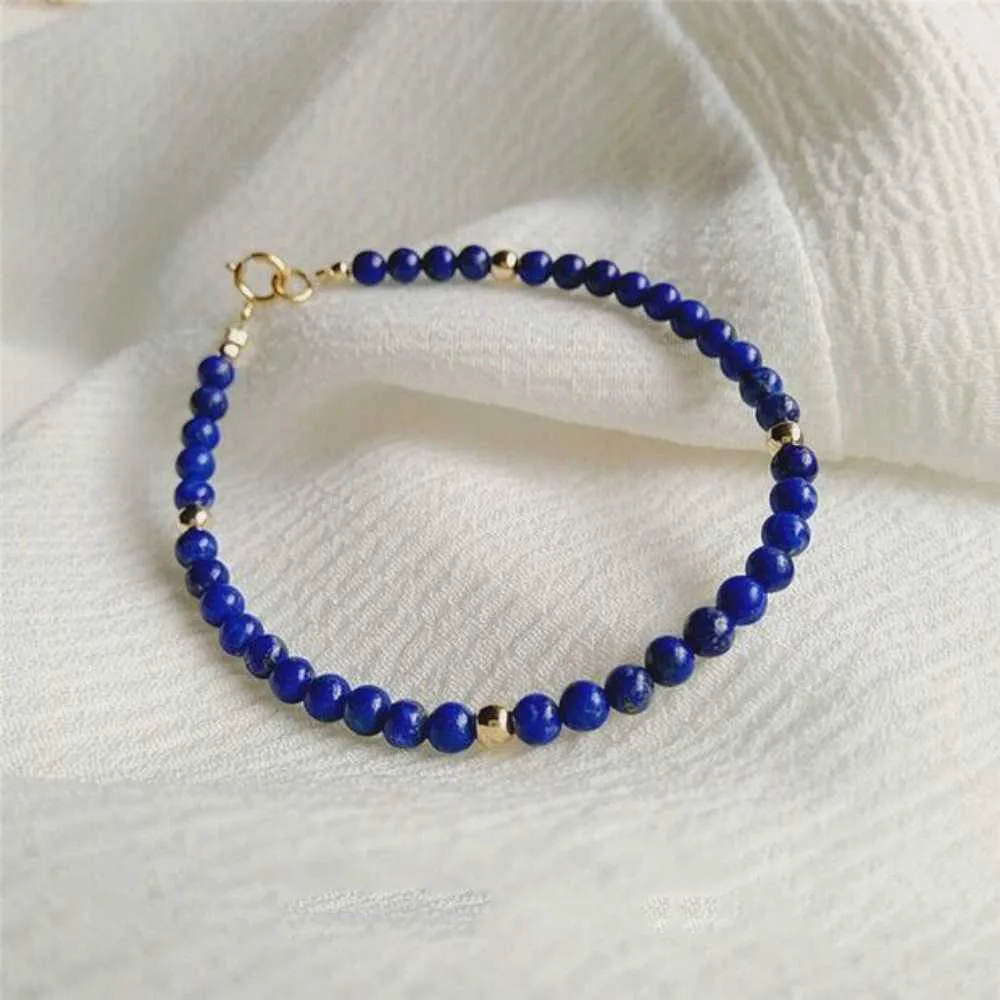 

4MM Natural Lapis Lazuli Beads Bracelet Lucky Cuff Bohemia All Saints' Day Colorful Energy Wristband Inspiration Chakra Healing