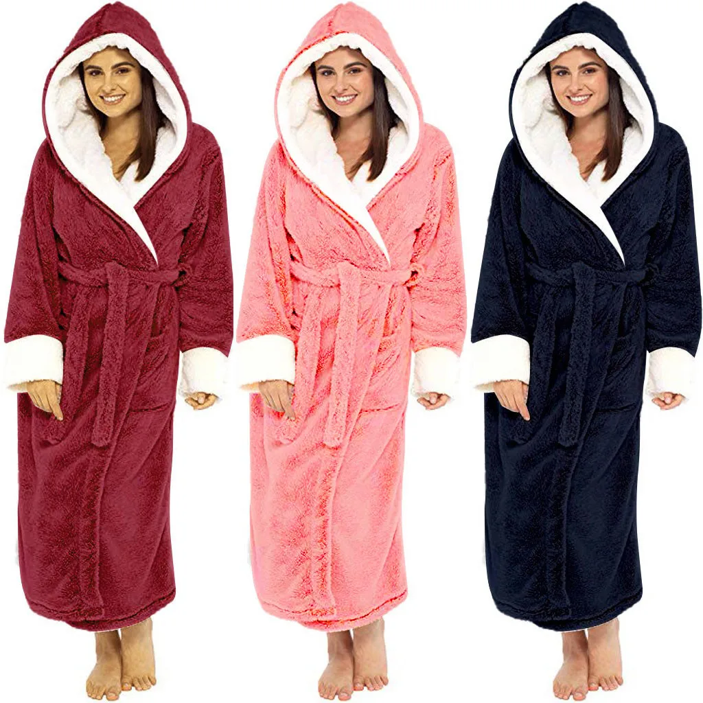 Plush Fleece Winter Warm Rodes Nightgown For Women Home Wear Sleepwear Shawl Bathrobe Women Clothing Long Sleeve Hooded Robe
Plush Fleece Winter Warm Rodes Nightgown For Women Home Wear Sleepwear Shawl Bathrobe Women Clothing Long Sleeve Hooded Robe