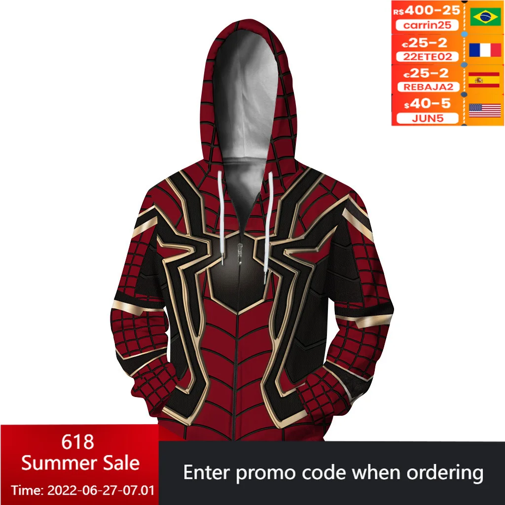 Cosplay Spider-man Hoodies Peter Parker Costume Pullover Hoodie Men and Women Hooded Sweatshirts Far From Home
Cosplay Spider-man Hoodies Peter Parker Costume Pullover Hoodie Men and Women Hooded Sweatshirts Far From Home