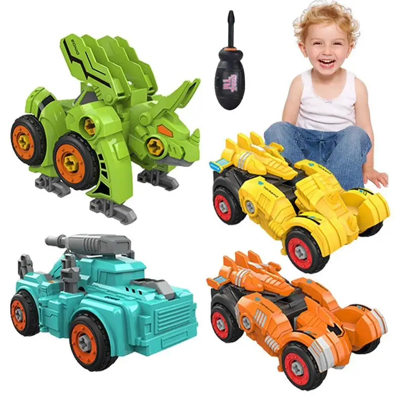 

Transforming Cars For Boys Children's Assemble Dinosaur Toy Car Burrs-Free Early Educational Toy For Home Park Kindergarten And