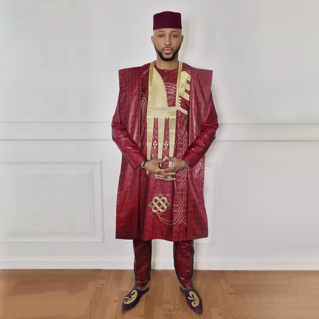 H&D New African Clothes for Men Rich Bazin Traditional Embroidery Dashiki Red Robe Long Sleeve Shirt Pants 3 piece Set Wedding
H&D New African Clothes for Men Rich Bazin Traditional Embroidery Dashiki Red Robe Long Sleeve Shirt Pants 3 piece Set Wedding