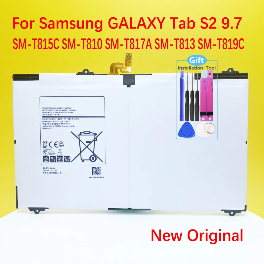 Tablet EB-BT810ABE EB-BT810ABA Battery For Samsung GALAXY Tab S2 9.7 SM-T815C SM-T810 SM-T817A SM-T813 SM-T819 T813 T815 T817
Tablet EB-BT810ABE EB-BT810ABA Battery For Samsung GALAXY Tab S2 9.7 SM-T815C SM-T810 SM-T817A SM-T813 SM-T819 T813 T815 T817