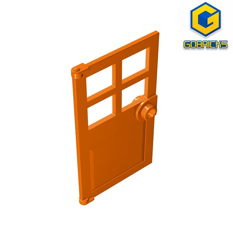 Дверь для конструктора gobrick 1x4x6 с 4 панелями и ручкой-гвоздиком совместимая