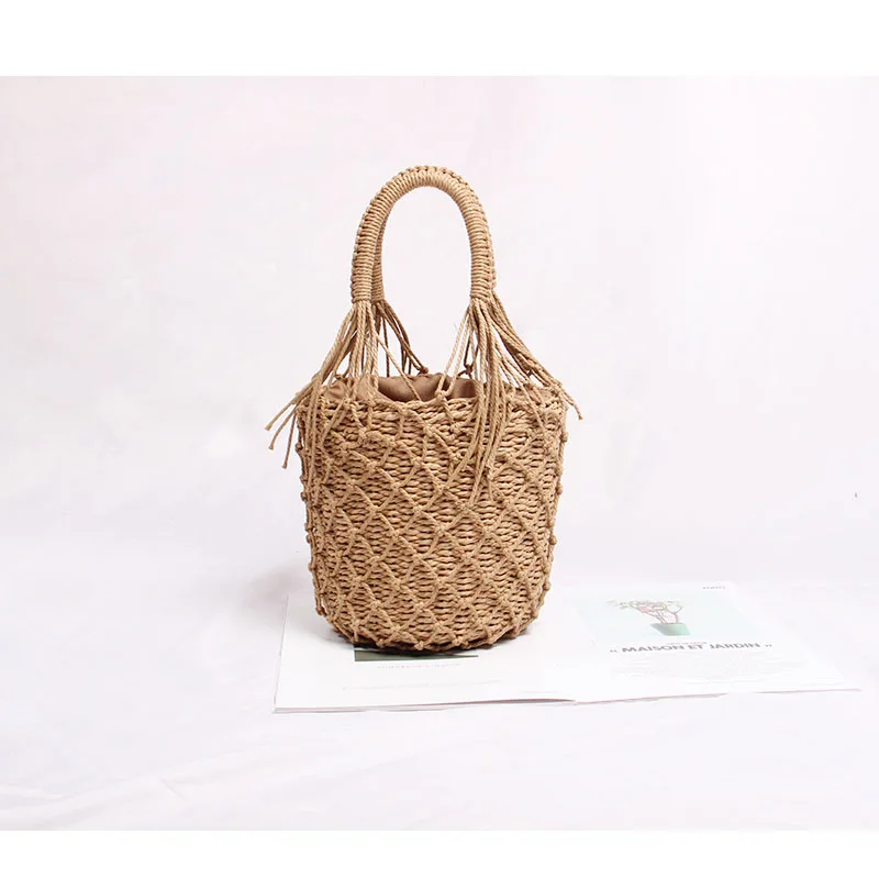 Straw Bag Hand-Woven Bag New Japanese Style Fishing Net Bag Handbag Bucket Vacation Bag Women's Seaside
Straw Bag Hand-Woven Bag New Japanese Style Fishing Net Bag Handbag Bucket Vacation Bag Women's Seaside