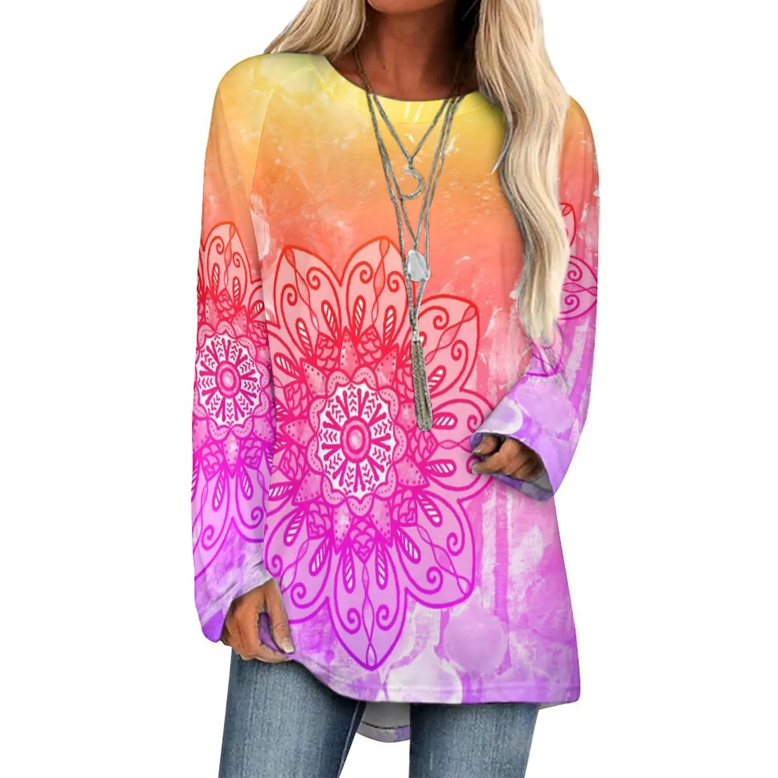 Rainbow Mandala T Shirt Retro Lotus Print Street Style Long Sleeve T Shirts Kawaii Tee Shirt Woman Autumn Top Tees Big Size 5XL
Rainbow Mandala T Shirt Retro Lotus Print Street Style Long Sleeve T Shirts Kawaii Tee Shirt Woman Autumn Top Tees Big Size 5XL
