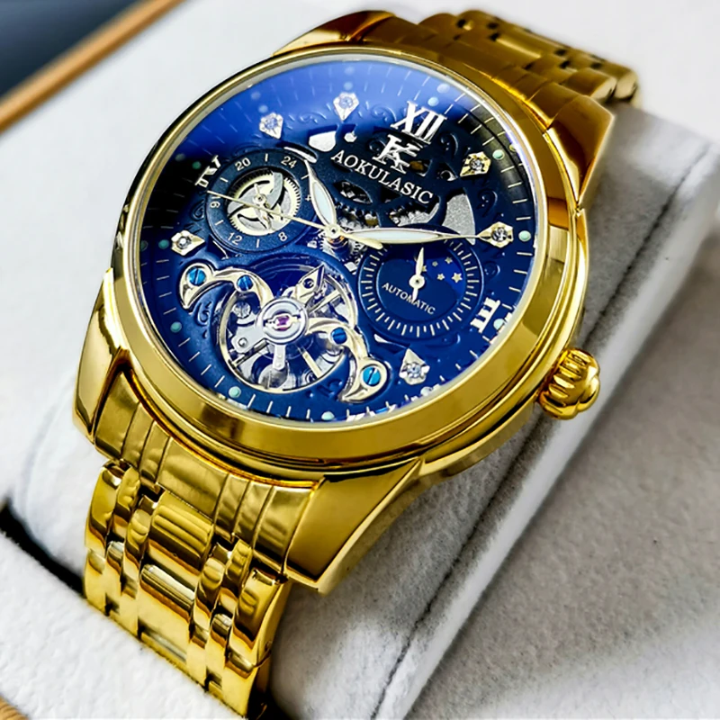 AOKULASIC Automatic Men's Watch Luxury Brand Mechanical Watches Men's Tourbillon Fashion Full Steel Hollow Relogio Masculino
AOKULASIC Automatic Men's Watch Luxury Brand Mechanical Watches Men's Tourbillon Fashion Full Steel Hollow Relogio Masculino