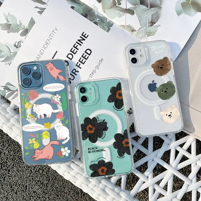 cute animal flower Phone Case For iPhone 13 12 11 Mini Pro Max transparent Super Magnetic MagSafe Cover
cute animal flower Phone Case For iPhone 13 12 11 Mini Pro Max transparent Super Magnetic MagSafe Cover