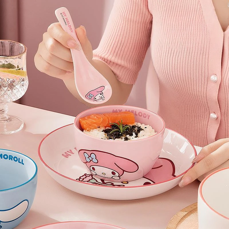 

Sanrio аниме HelloKitty Mymelody Cinnamoroll посуда новая миска для риса столовая тарелка миска для лапши керамика Kawaii мультфильм для домашнего использования