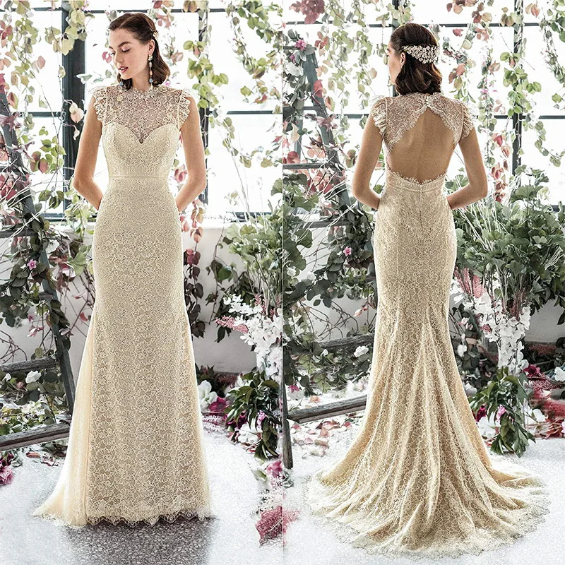 Mandylandy Women Elegant Lace See Through Mermaid Evening Dress Fashion Female Sexy Sleeveless High Waist Halter Wedding Dress
Mandylandy Women Elegant Lace See Through Mermaid Evening Dress Fashion Female Sexy Sleeveless High Waist Halter Wedding Dress