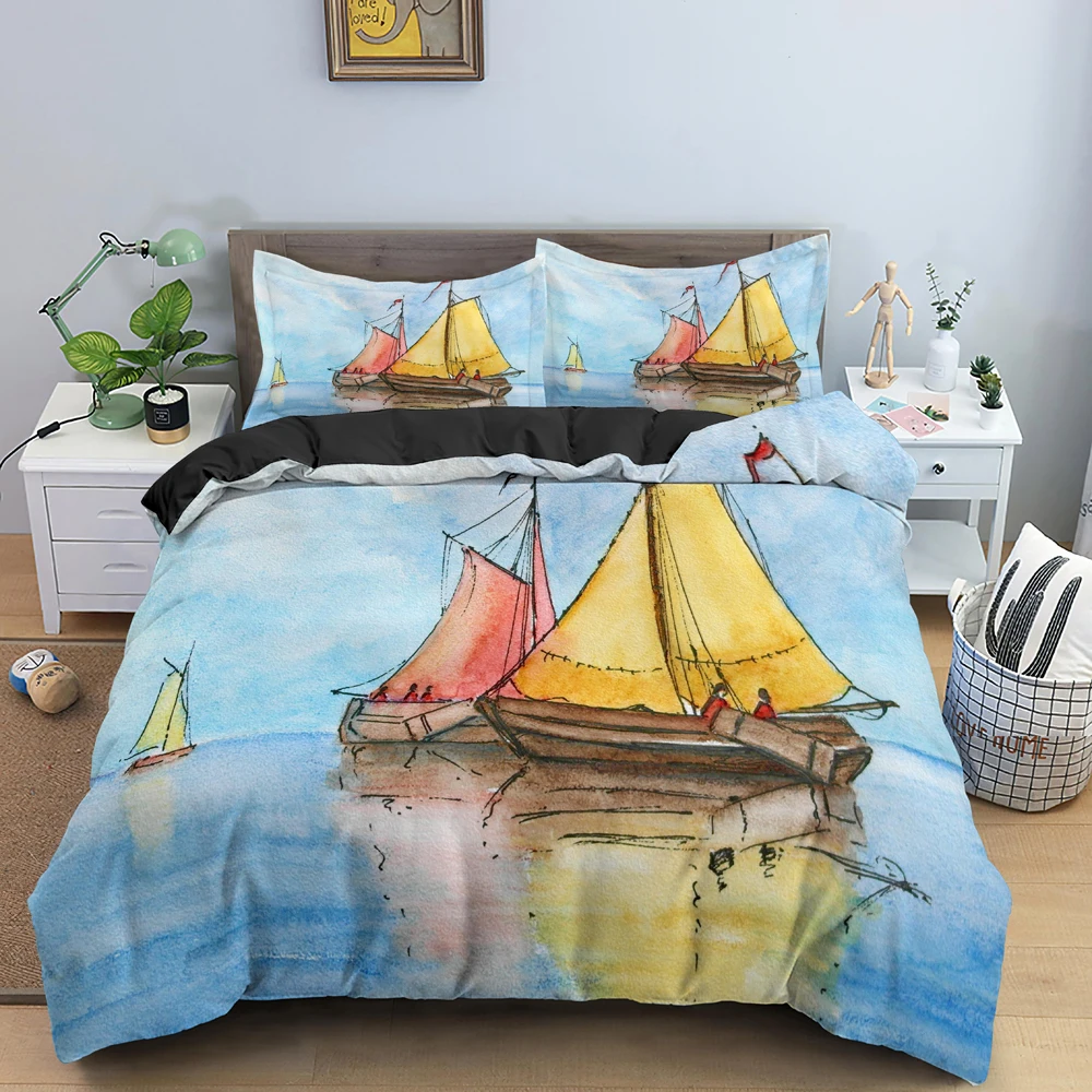 2023 Queen/King Size And Pillowcase Microfiber Comforter Cover Blue Color Bedclothes Sailboat Print Duvet
2023 Queen/King Size And Pillowcase Microfiber Comforter Cover Blue Color Bedclothes Sailboat Print Duvet