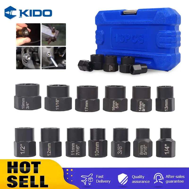 13Pcs Impact Damaged Bolt Nut Screw Remover Extractor Socket Tool Kit Removal Set Bolt Nut Screw Removal Socket Wrench 3/8"
13Pcs Impact Damaged Bolt Nut Screw Remover Extractor Socket Tool Kit Removal Set Bolt Nut Screw Removal Socket Wrench 3/8"