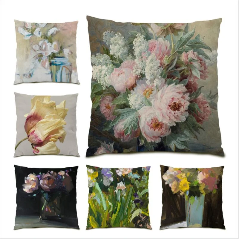 Oil Painting Pillow Cover Living Room Decoration Bed Throw Pillow Covers Cushion Cover 45x45 Flowers Polyester Linen Gift E1080
Oil Painting Pillow Cover Living Room Decoration Bed Throw Pillow Covers Cushion Cover 45x45 Flowers Polyester Linen Gift E1080