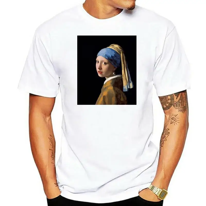 Футболка мужская с жемчугом, хлопковая Футболка с рисунком Йоханнеса Вермеера, повседневная, летний тренд, для девушек 
Футболка мужская с жемчугом, хлопковая Футболка с рисунком Йоханнеса Вермеера, повседневная, летний тренд, для девушек
