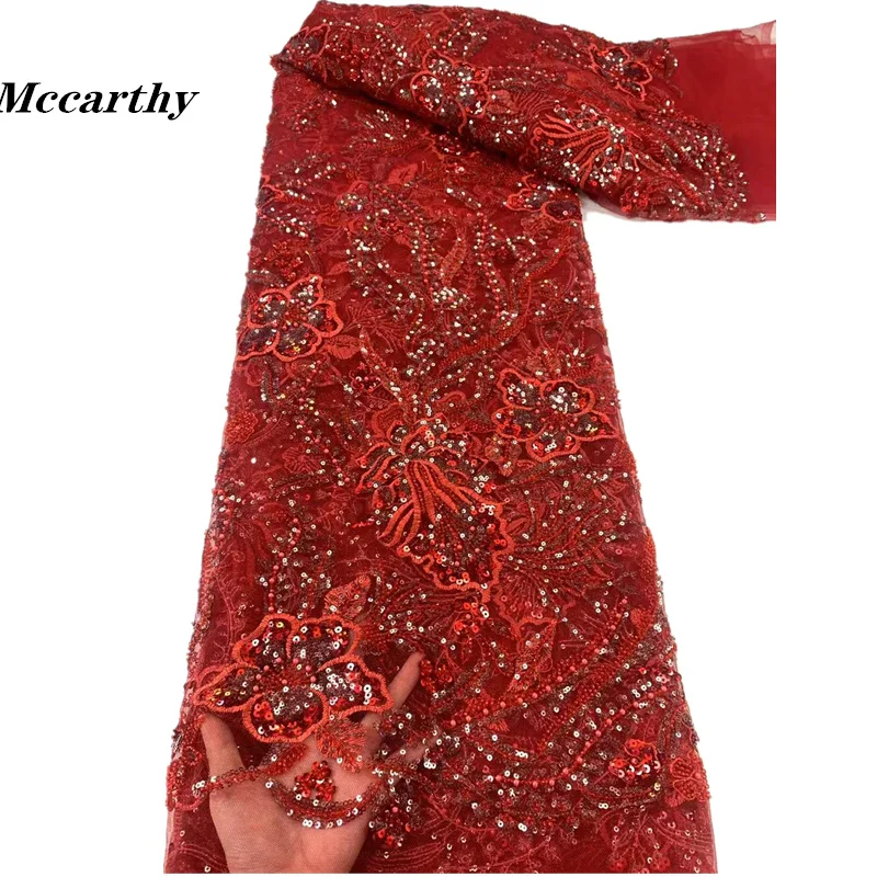 African Handmade Sequins Red Lace Fabrics High Quality Beaded Tulle Fabric Embroidery Lace With Pearls For Wedding Dress
African Handmade Sequins Red Lace Fabrics High Quality Beaded Tulle Fabric Embroidery Lace With Pearls For Wedding Dress
