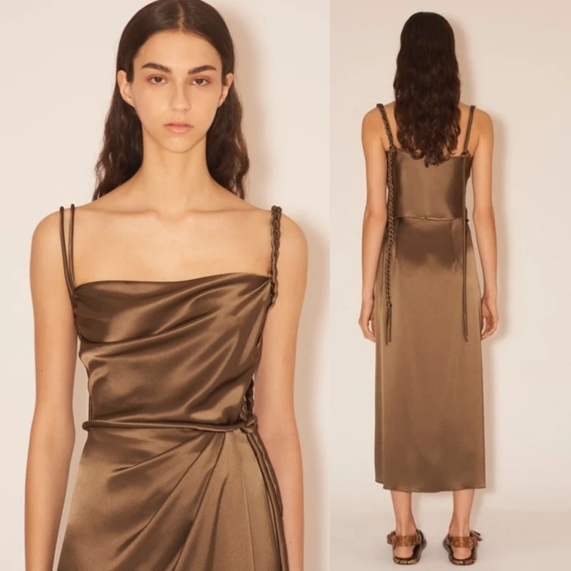 NANUSHK@ Vest Asymmetrical Women's Satin Scarf Style Twist Fried Dough Twists Strap Tank Top Set Summer
NANUSHK@ Vest Asymmetrical Women's Satin Scarf Style Twist Fried Dough Twists Strap Tank Top Set Summer