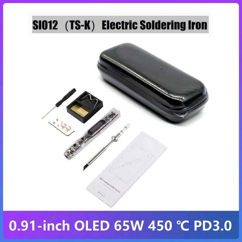 SIO12 (TS-K) Intelligent OLED Electric Soldering Iron+Box 0-450℃ Adjustable Temperature Built-In Buzzer Soldering Iron Black
SIO12 (TS-K) Intelligent OLED Electric Soldering Iron+Box 0-450℃ Adjustable Temperature Built-In Buzzer Soldering Iron Black