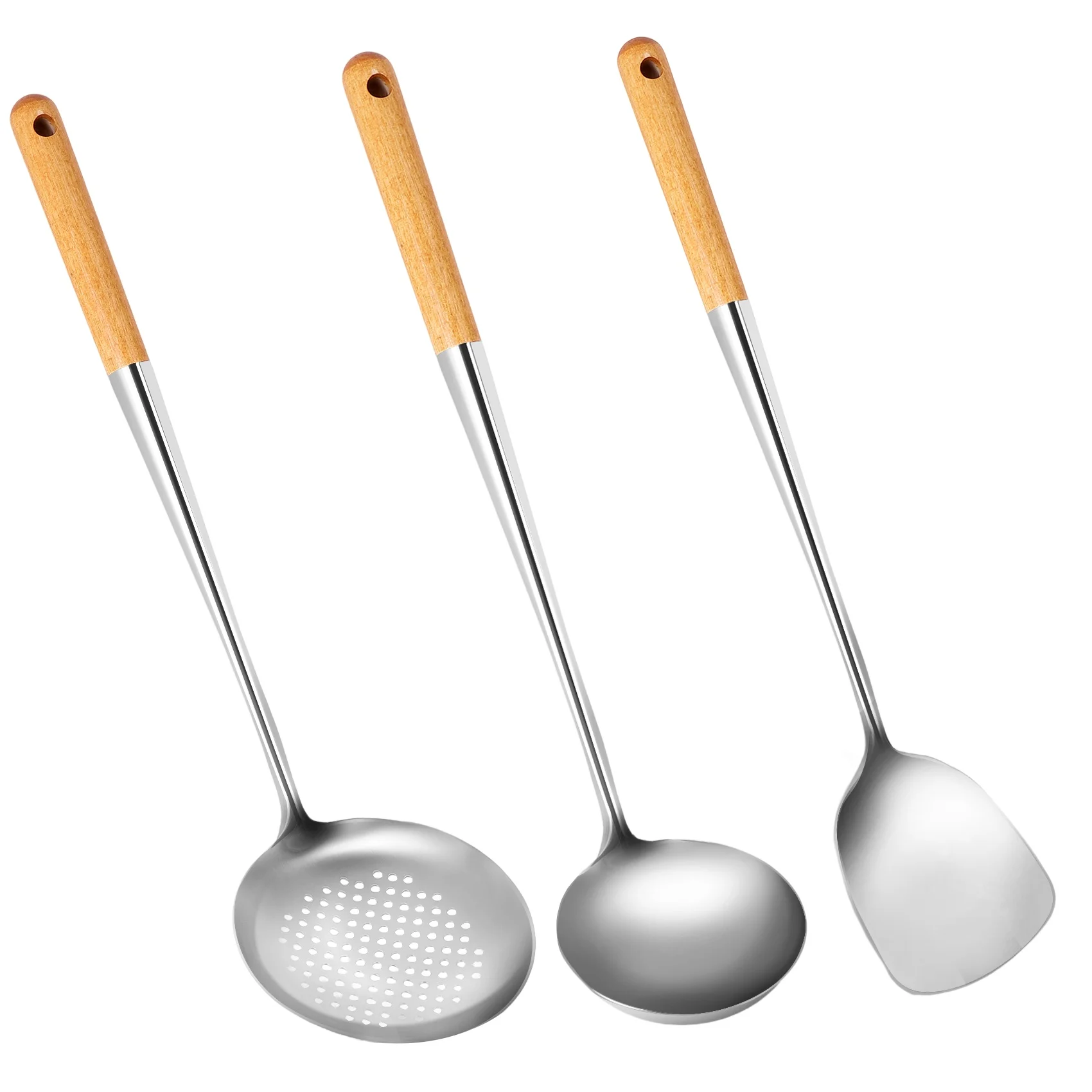 Wok Spatula and Ladle,Skimmer Ladle Tool Set, 17Inches Spatula for Wok, 304 Stainless Steel Wok Spatula
Wok Spatula and Ladle,Skimmer Ladle Tool Set, 17Inches Spatula for Wok, 304 Stainless Steel Wok Spatula