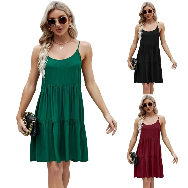 Women Summer Spaghetti Strap Dress Solid Sleeveless Backless Tie Up Causal Beach Cover Up Dress
Women Summer Spaghetti Strap Dress Solid Sleeveless Backless Tie Up Causal Beach Cover Up Dress