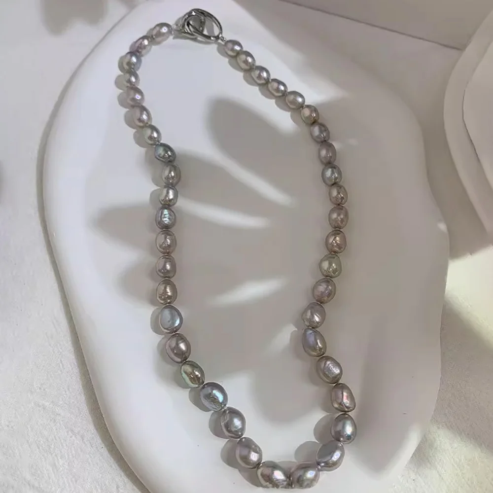 

Женское Ожерелье с натуральным пресноводным жемчугом, серебристо-серый чокер неправильной формы с бусинами, роскошное Ювелирное Украшение, бесплатная доставка