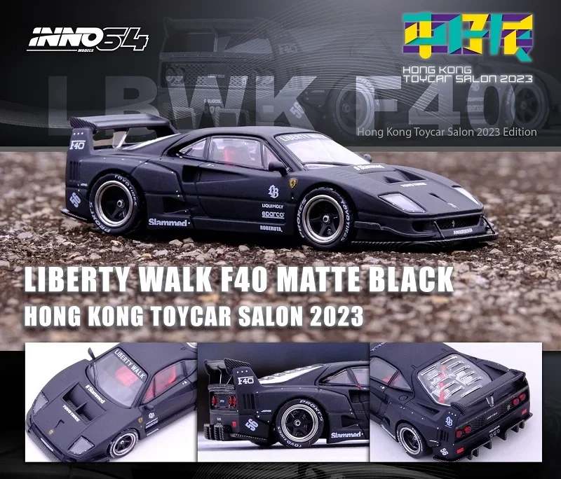 

INNO 1:64 LBWK F40 Matte Black HONG KONG TOYCAR SALON 2023 SPECIAL EDITION Diecast Model Car
