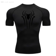 The New Short Sleeve Mens T-Shirt Summer Breathable Quick Dry Sports Top Bodybuilding Track suit Compression Shirt Fitness Men