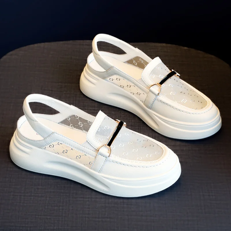 Sandal women's shoe 2021 summer flat bottom middle heel leather mesh hollowed-out small white wrap single shoe
Sandal women's shoe 2021 summer flat bottom middle heel leather mesh hollowed-out small white wrap single shoe