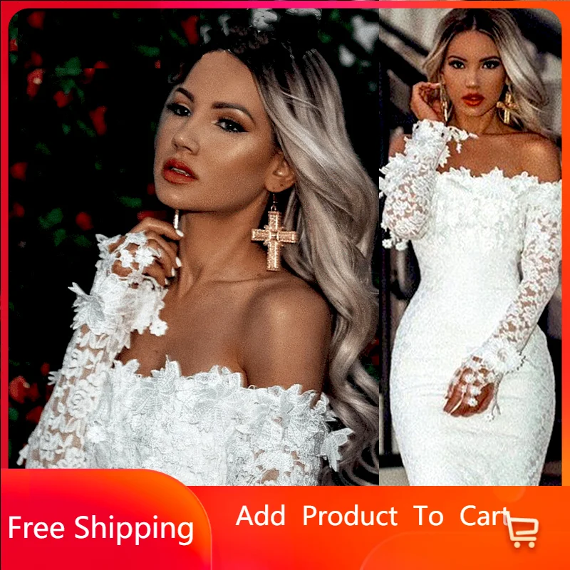 2021 Sexy White Lace Dress Long Sleeve Women Dress Bodycon Off Shoulder Lace Wedding Party Clubwear Evening Short Mini Dress
2021 Sexy White Lace Dress Long Sleeve Women Dress Bodycon Off Shoulder Lace Wedding Party Clubwear Evening Short Mini Dress