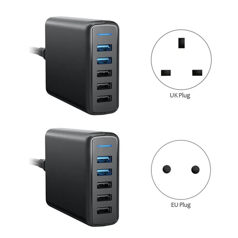 USB Charger, 5-Port USB Fast Charger, Dual-Ports QC 3.0 USB Charger, Smart Charger for iPhone, Androids,Etc
USB Charger, 5-Port USB Fast Charger, Dual-Ports QC 3.0 USB Charger, Smart Charger for iPhone, Androids,Etc