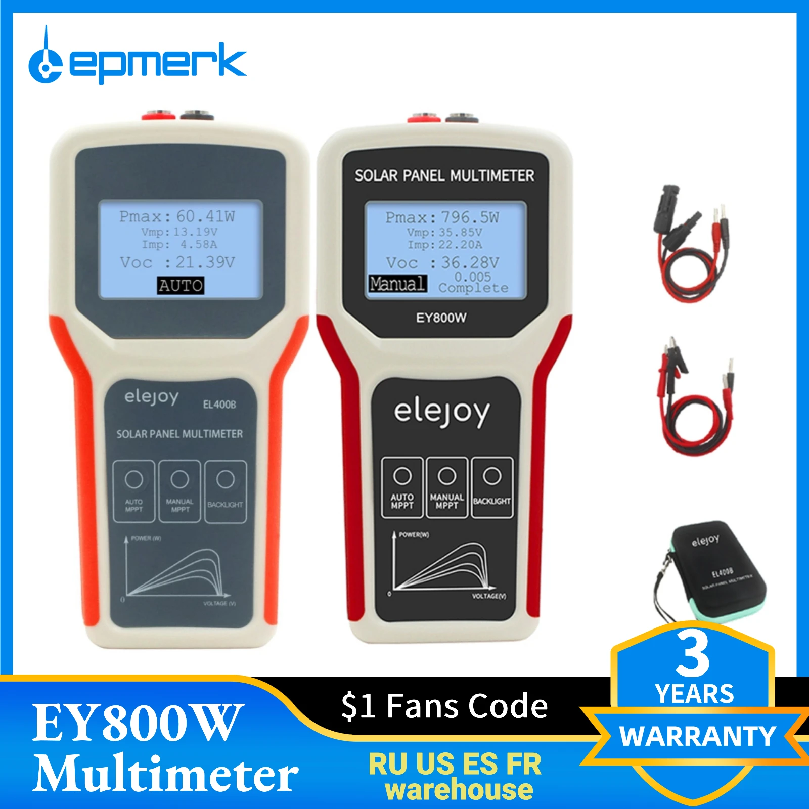 Lepmerk EL400B EY800W Мультиметр Портативная портативная фотоэлектрическая панель Power Авто/ ручное обнаружение MPPT с ЖК -подсветкой
Lepmerk EL400B EY800W Мультиметр Портативная портативная фотоэлектрическая панель Power Авто/ ручное обнаружение MPPT с ЖК -подсветкой