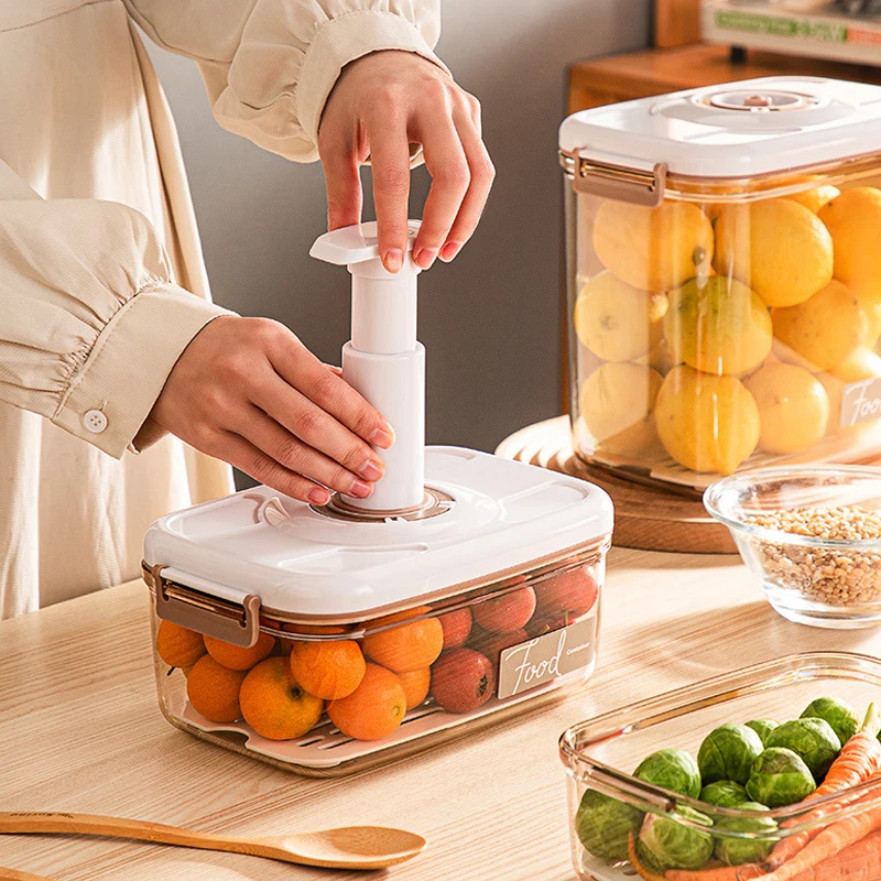 Vacuum Food Storage Container Large Capacity Storage Box with Drain Net Food Dispenser Transparent Sealed Tank Kitchen Organizer
Vacuum Food Storage Container Large Capacity Storage Box with Drain Net Food Dispenser Transparent Sealed Tank Kitchen Organizer