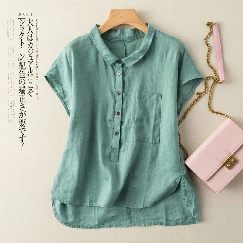 Cotton and Linen Casual Shirt Women's Fashion Summer Clothes Shirts & Blouses 2023 New Korean Style Short Loose Blouse Q512
Cotton and Linen Casual Shirt Women's Fashion Summer Clothes Shirts & Blouses 2023 New Korean Style Short Loose Blouse Q512