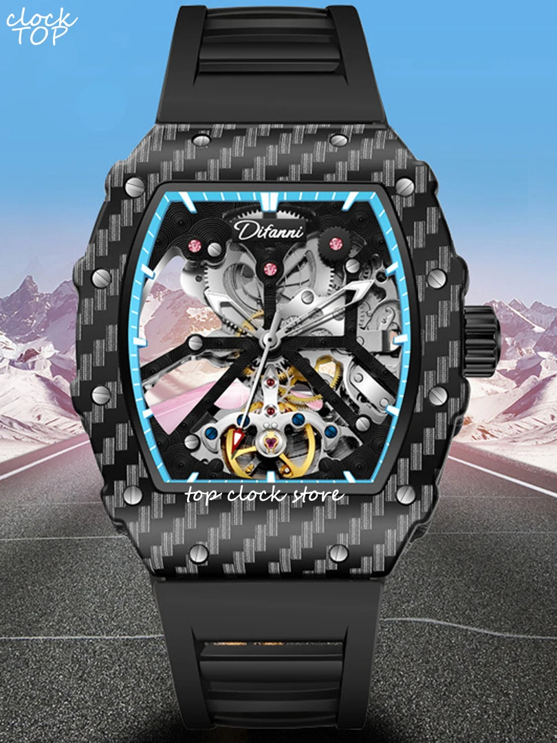 Cool Black Watches Men Automatic Mechanical Watch Men's Clock Hollow Tonneau Large Dial relogio masculino Waterproof Wristwatch
Cool Black Watches Men Automatic Mechanical Watch Men's Clock Hollow Tonneau Large Dial relogio masculino Waterproof Wristwatch