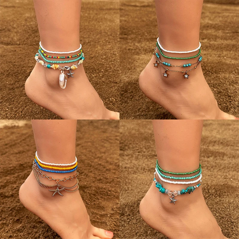 Bohemian Starfish Shells Charms Anklets Bracelets Elastic Adjustable Beaded Tassel Foot Chain Weave Bracelet Beach Jewelry Set
Bohemian Starfish Shells Charms Anklets Bracelets Elastic Adjustable Beaded Tassel Foot Chain Weave Bracelet Beach Jewelry Set