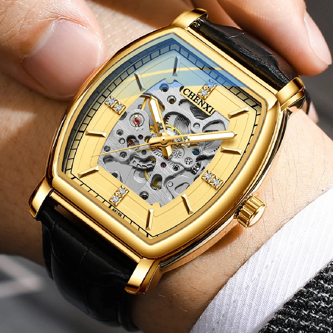 CHENXI New Watch Luxury Men Automatic Mechanical Tourbillon Clock Leather Waterproof Male Business Wrist Watch Relogio Masculino
CHENXI New Watch Luxury Men Automatic Mechanical Tourbillon Clock Leather Waterproof Male Business Wrist Watch Relogio Masculino