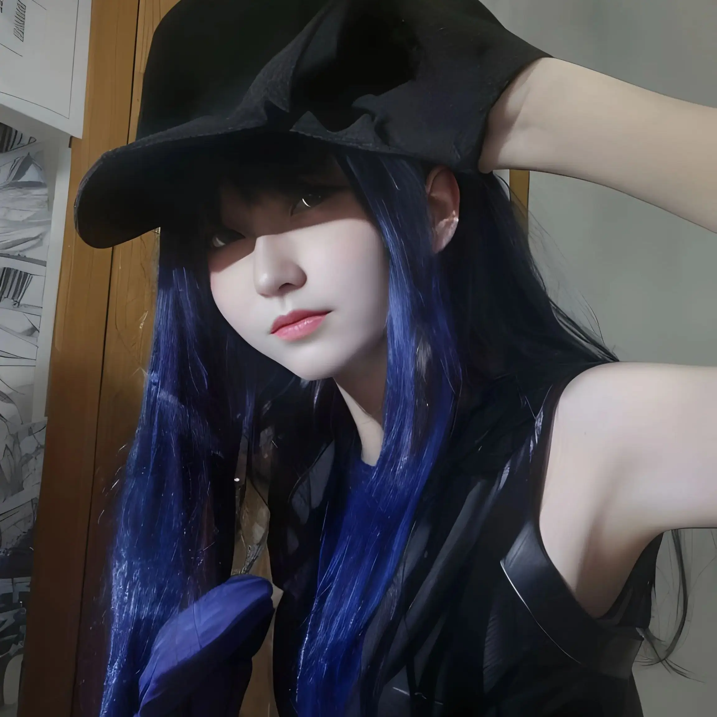 Game Blue Archive Jomae Saori Косплей Парик Черный Синий Смешанные Синие Длинные Волосы Игры