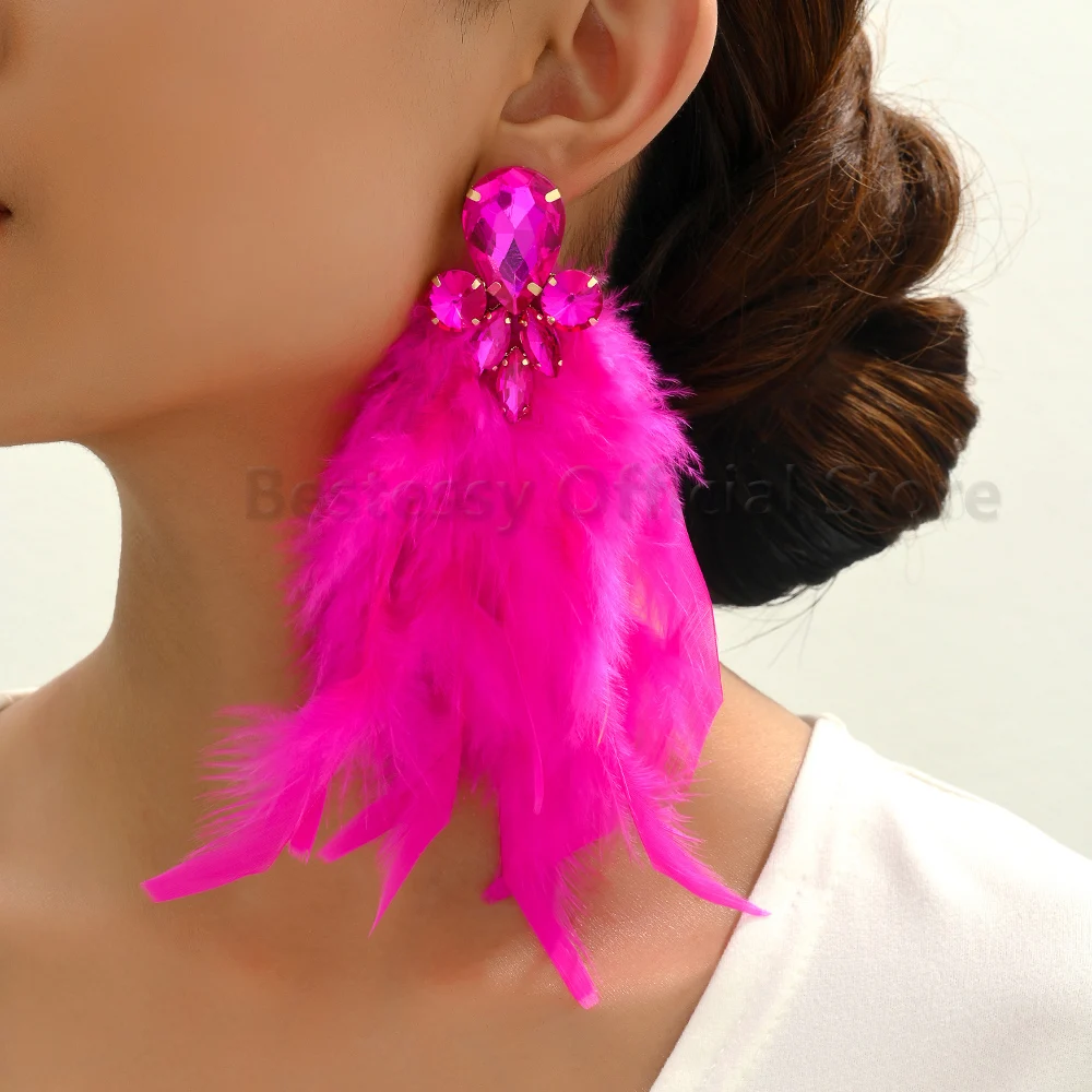 Colorful Glass Long Feather Drop Dangle Earrings For Women Luxury Trendy Handmade Pendientes Romantic Wedding Bride Jewelry Gift
Colorful Glass Long Feather Drop Dangle Earrings For Women Luxury Trendy Handmade Pendientes Romantic Wedding Bride Jewelry Gift