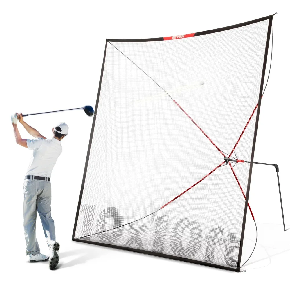 

Golf Practice Net Hitting Net 10ft - Home Driving Range, Swing Training Aids, Big Size Auto Ball Return, Portable, Black