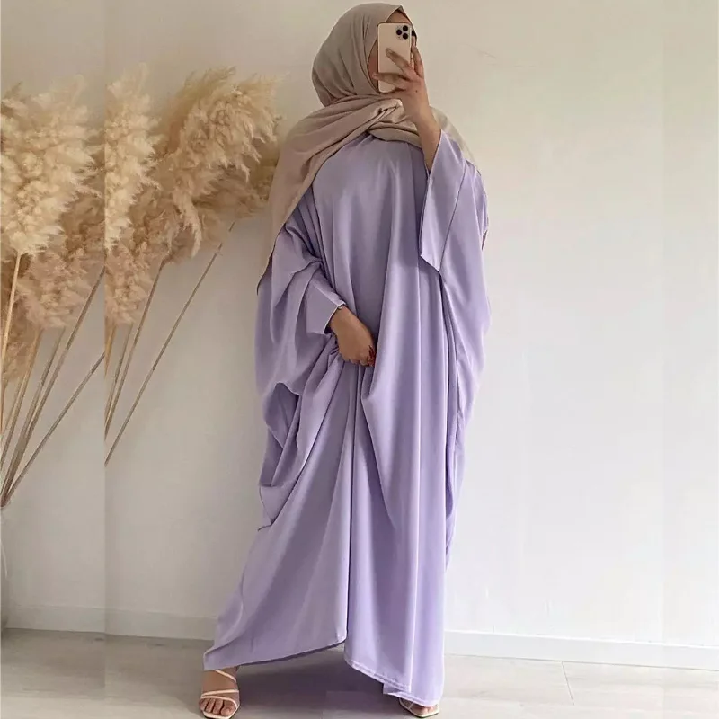 Muslim Dress Women's Solid Color Bat Sleeve Dubai Loose Large Robe Islamic Clothing Abayas for Women
Muslim Dress Women's Solid Color Bat Sleeve Dubai Loose Large Robe Islamic Clothing Abayas for Women