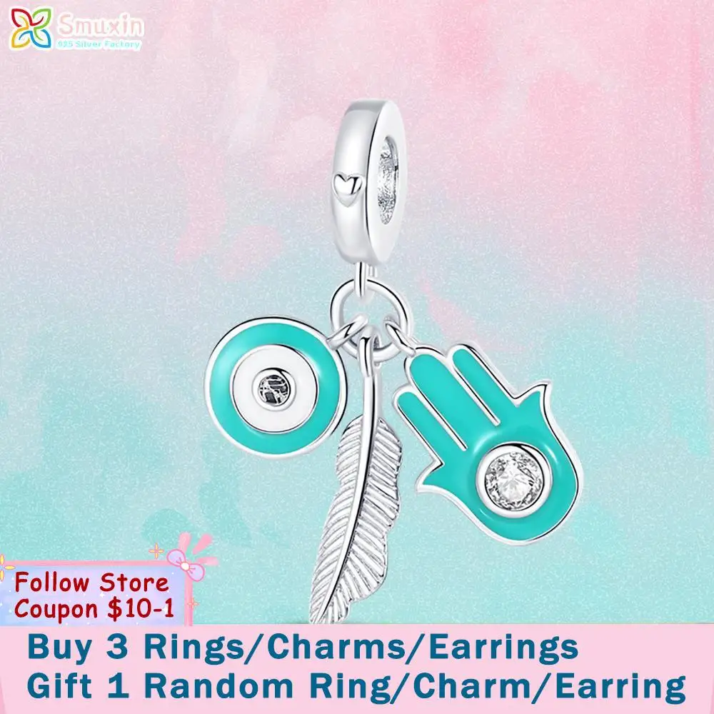 Smuxin 925 Sterling Silver Beads Feather Palm Demon Eye Charm fit Original Pandora Bracelets Fashion Fine Jewelry Gift
Smuxin 925 Sterling Silver Beads Feather Palm Demon Eye Charm fit Original Pandora Bracelets Fashion Fine Jewelry Gift