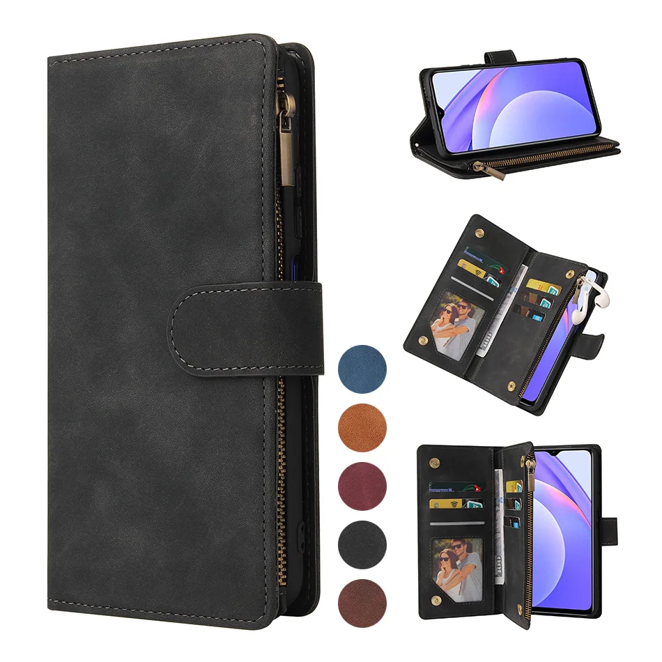 

Zipper Wallet Leather Case For Xiaomi POCO M3 X3 GT Redmi 7A 8 8A 9 9A 9C 9T Note 7 8 8T 9 9S 10S 10 11 Pro 11T Card Slots Cover