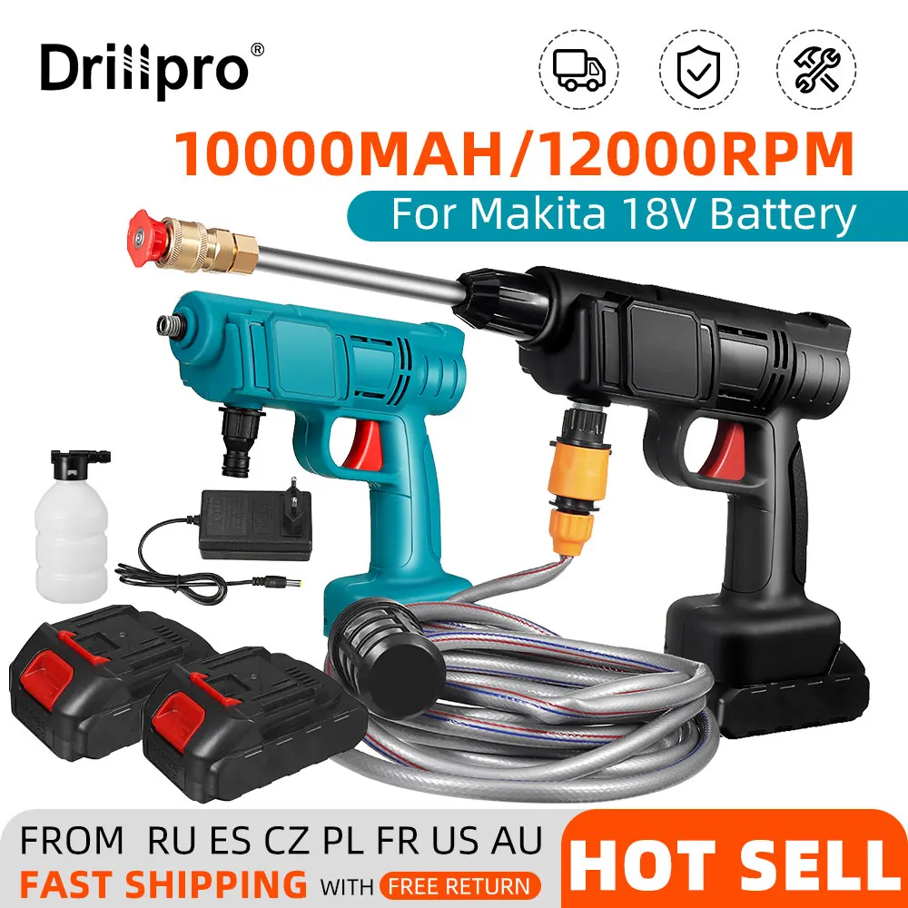 10000mAh Cordless High Pressure Washer Spray Water Gun Car Wash Pressure Water Nozzle Cleaning Machine for Makita 18V Battery
10000mAh Cordless High Pressure Washer Spray Water Gun Car Wash Pressure Water Nozzle Cleaning Machine for Makita 18V Battery