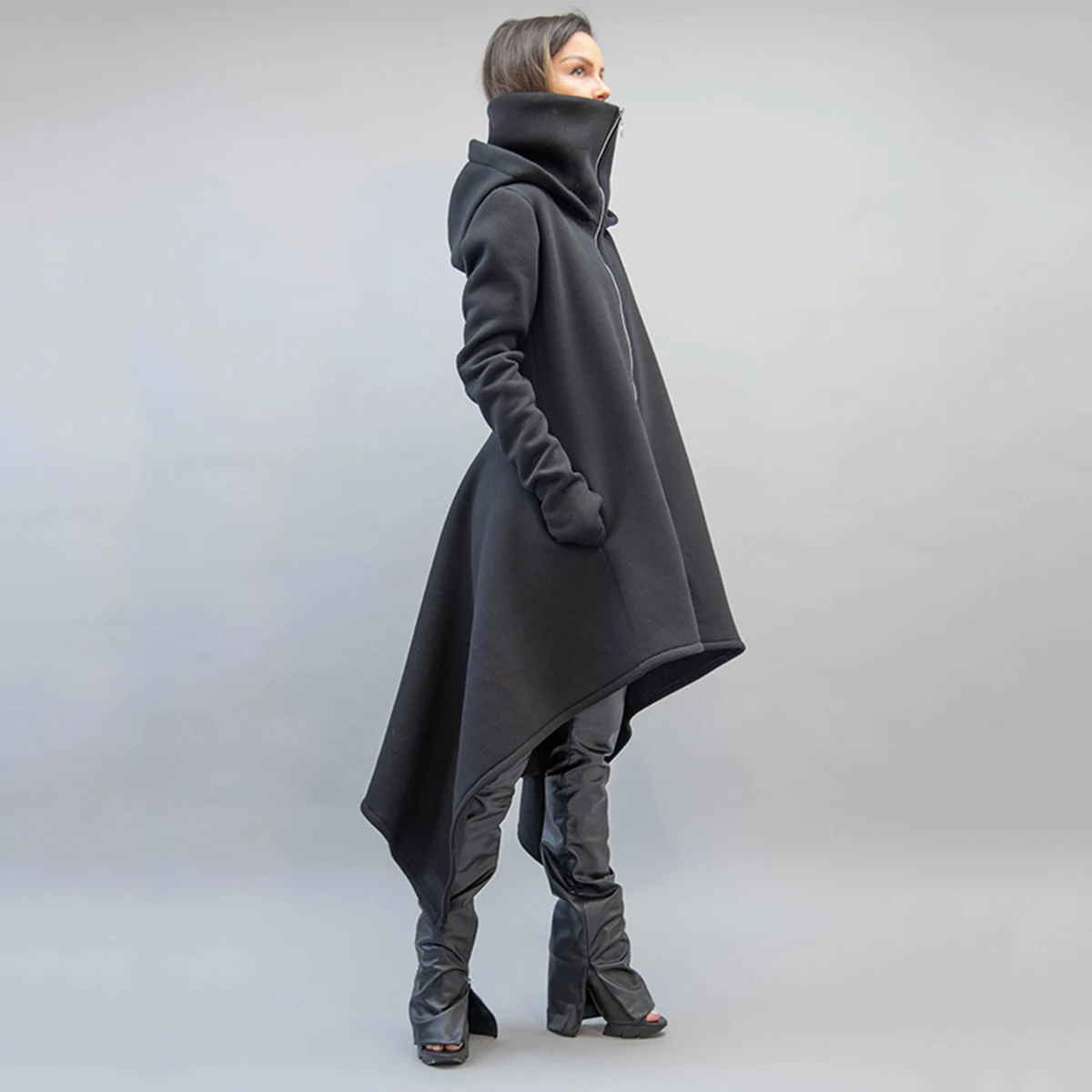 Yeezzi Winter Female Coat Original Loose Solid Color High-Low Zipper High-Neck Hooded Long Sleeves Outwear for Women 2022 New
Yeezzi Winter Female Coat Original Loose Solid Color High-Low Zipper High-Neck Hooded Long Sleeves Outwear for Women 2022 New