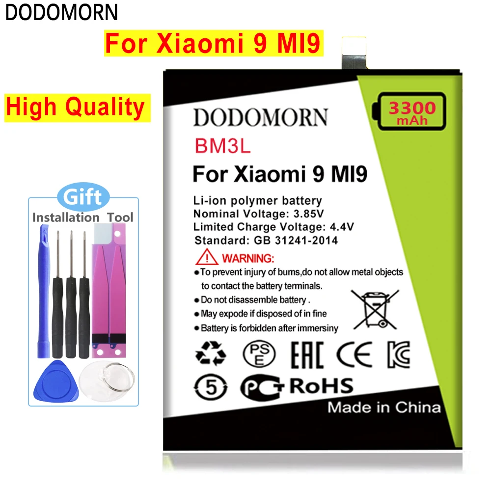 Аккумулятор DODOMORN BM3L для Xiaomi 9, MI9, M9, MI 9, Xiaomi9, умная деталь для замены, высокое качество + номер для отслеживания
Аккумулятор DODOMORN BM3L для Xiaomi 9, MI9, M9, MI 9, Xiaomi9, умная деталь для замены, высокое качество + номер для отслеживания