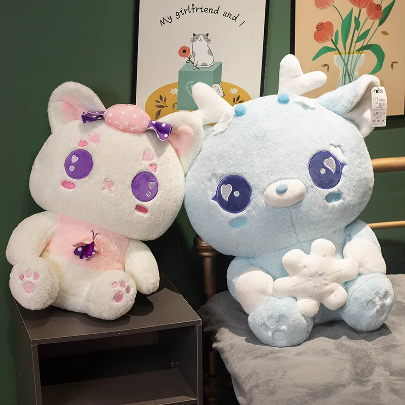 

Cartoon Cute Deer Cat Fox Plush Toy Kawaii Stuffed Animals Plushies Throw Pillow Doll Anime Soft Kids Babys Toys for Girls Gifts