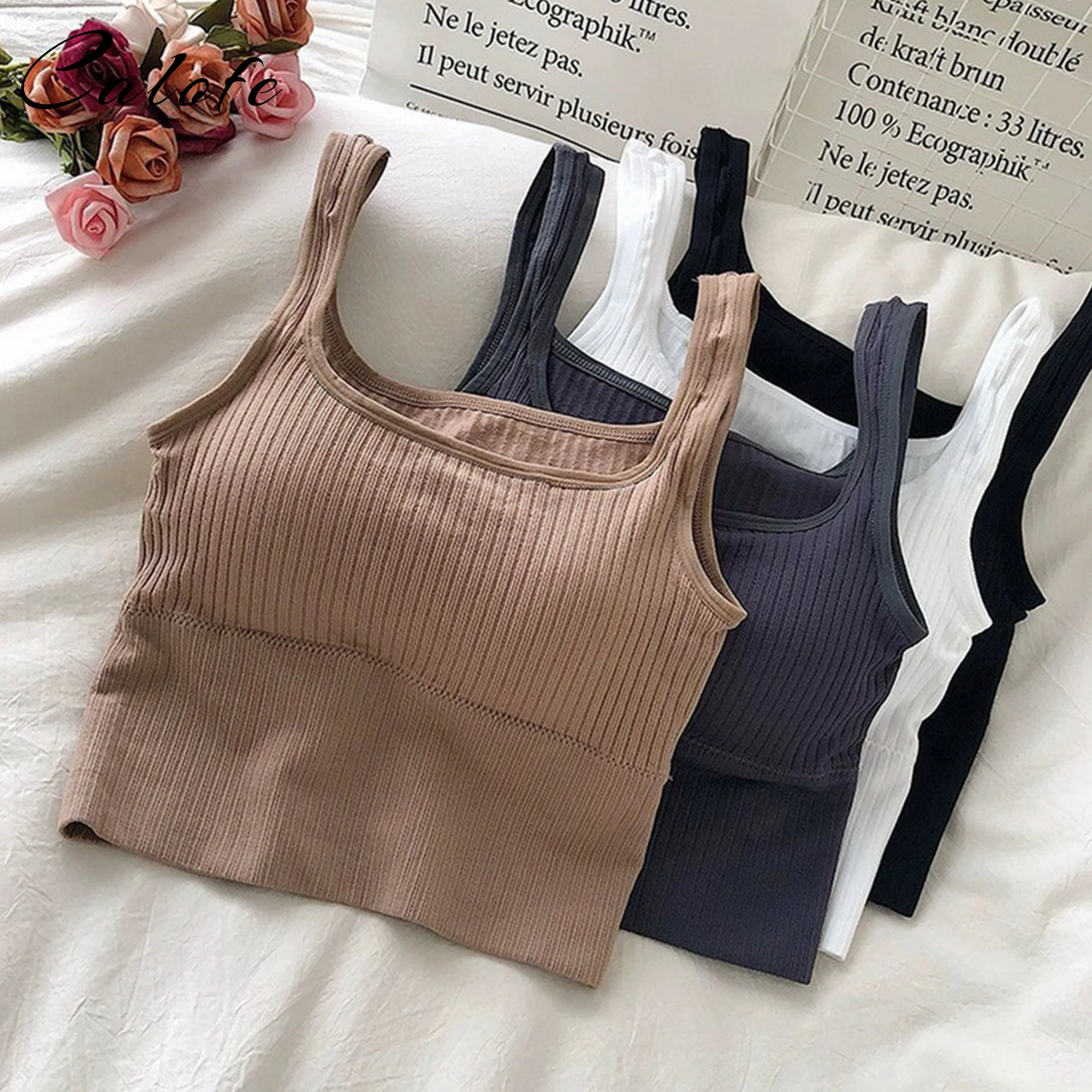 Seamless Crop Top Women Underwear Wire-Free U-Shaped Camisole Wide Straps Striped Solid Bralette Lingerie One-Piece Tube Tops
Seamless Crop Top Women Underwear Wire-Free U-Shaped Camisole Wide Straps Striped Solid Bralette Lingerie One-Piece Tube Tops