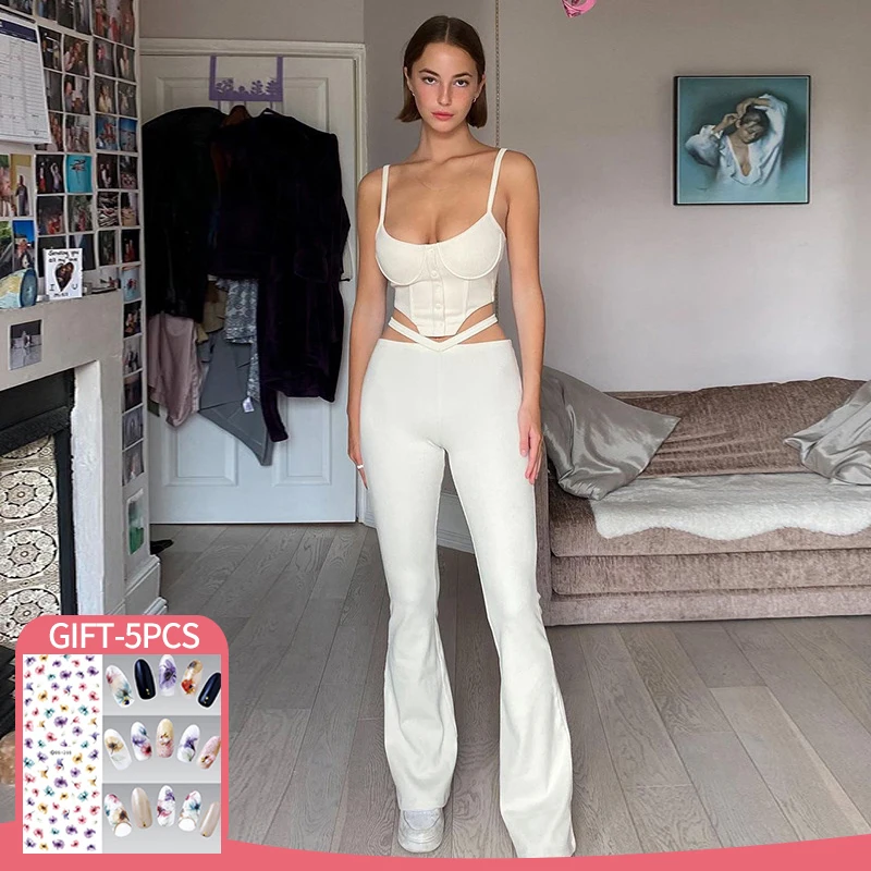 2 Piece Sexy Women Clothing Low Waist Pants+Tank Top Summer Fashion Set Hot Street Matching Two Piece Suit 2022 Y2K Clothes
2 Piece Sexy Women Clothing Low Waist Pants+Tank Top Summer Fashion Set Hot Street Matching Two Piece Suit 2022 Y2K Clothes