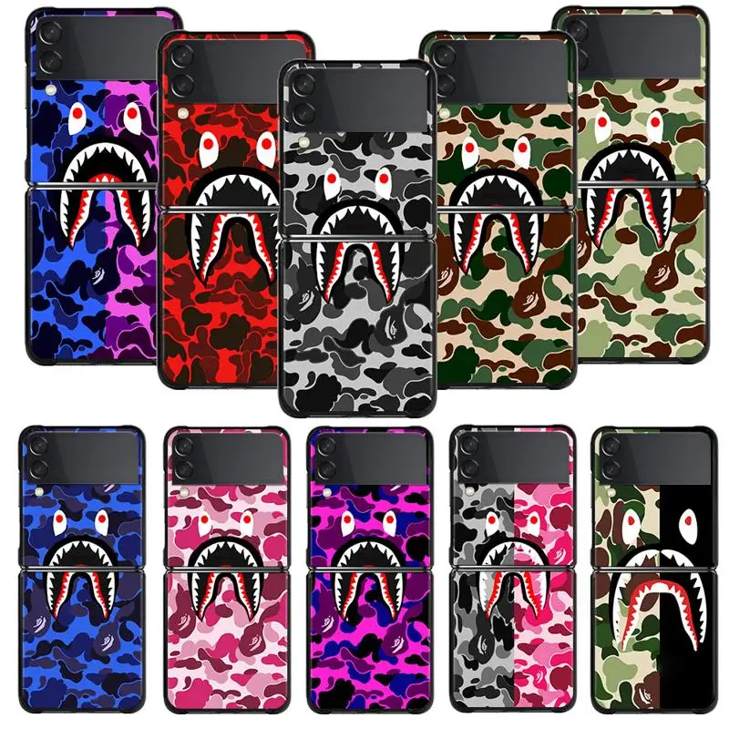 

Phone Case For Samsung Galaxy Z Flip 4 Z Flip3 5G Shell for Galaxy Z Flip Hard Cover Couqe Fundas Luxury Camo Camouflage Tooth