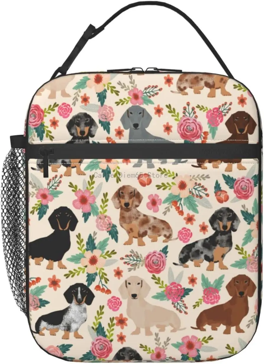 Dachshund Floral Vintage Flowers Dachshunds Lunch Bag Insulated Lunch Box Bag For Women Kids Children, Reusable Cooler Tote Bag 
Dachshund Floral Vintage Flowers Dachshunds Lunch Bag Insulated Lunch Box Bag For Women Kids Children, Reusable Cooler Tote Bag