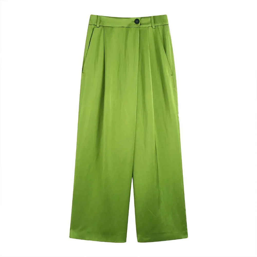ZATRHMBM 2022 women's spring and summer new green pleated mid-waist pockets with casual all-match ladies wide-leg pants
ZATRHMBM 2022 women's spring and summer new green pleated mid-waist pockets with casual all-match ladies wide-leg pants